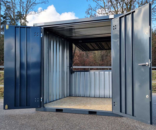 3m XXL Kiosk Container RAL 7016 Anthrazit mit grosse Verkaufsklappe & Doppeltür