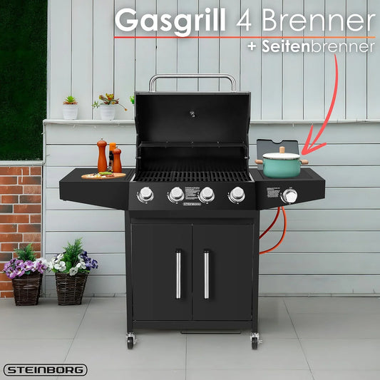 STEINBORG SB-8180 Profi-Gasgrill, Santorino Schwarz