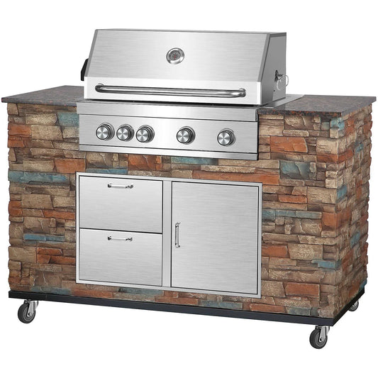 EL FUEGO AY 3000 OUTDOOR GRILLKÜCHE BUILT-IN Gasgrill, Schwarz (19800 Watt)