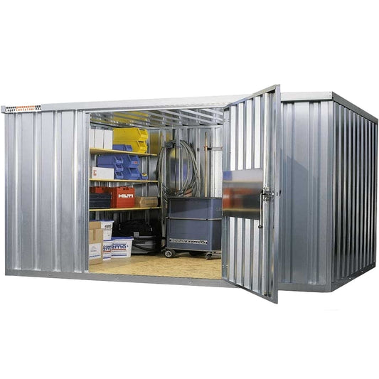 Mini Lagerhalle mit großer 1-flügel Tür 36m³ Lagercontainer Materialcontainer